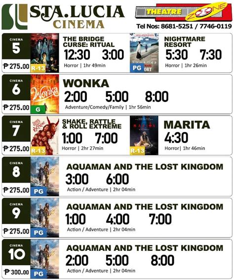 sta. lucia movie schedule